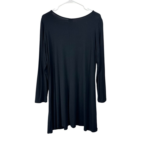Comfy USA Size Large Modal Stretch Knit Tunic Top Dress Black A-Line Lagenlook - Picture 2 of 4